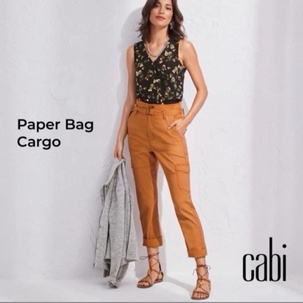 Cabi Paperbag Cargo Pants Rust Orange Womens 4 Spring 2022 Style 6045 & Belt